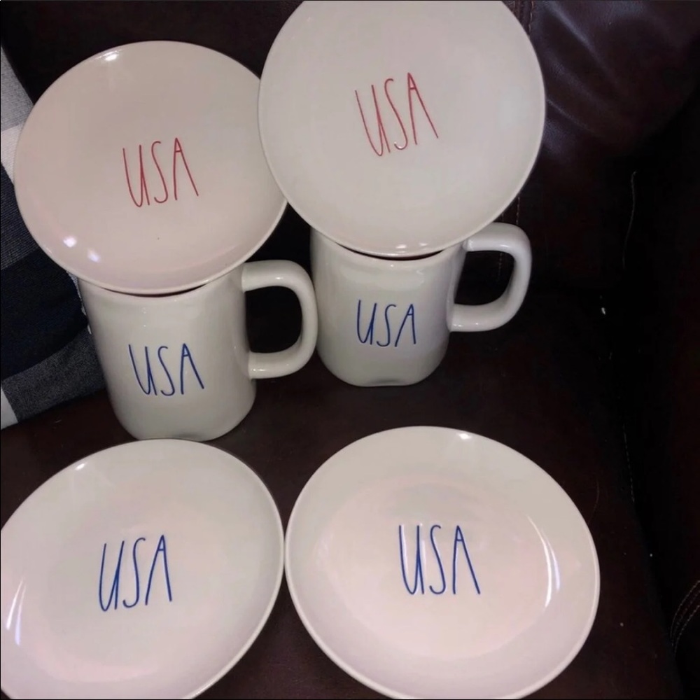 Rae Dunn USA Mugs and Plates Bundle
